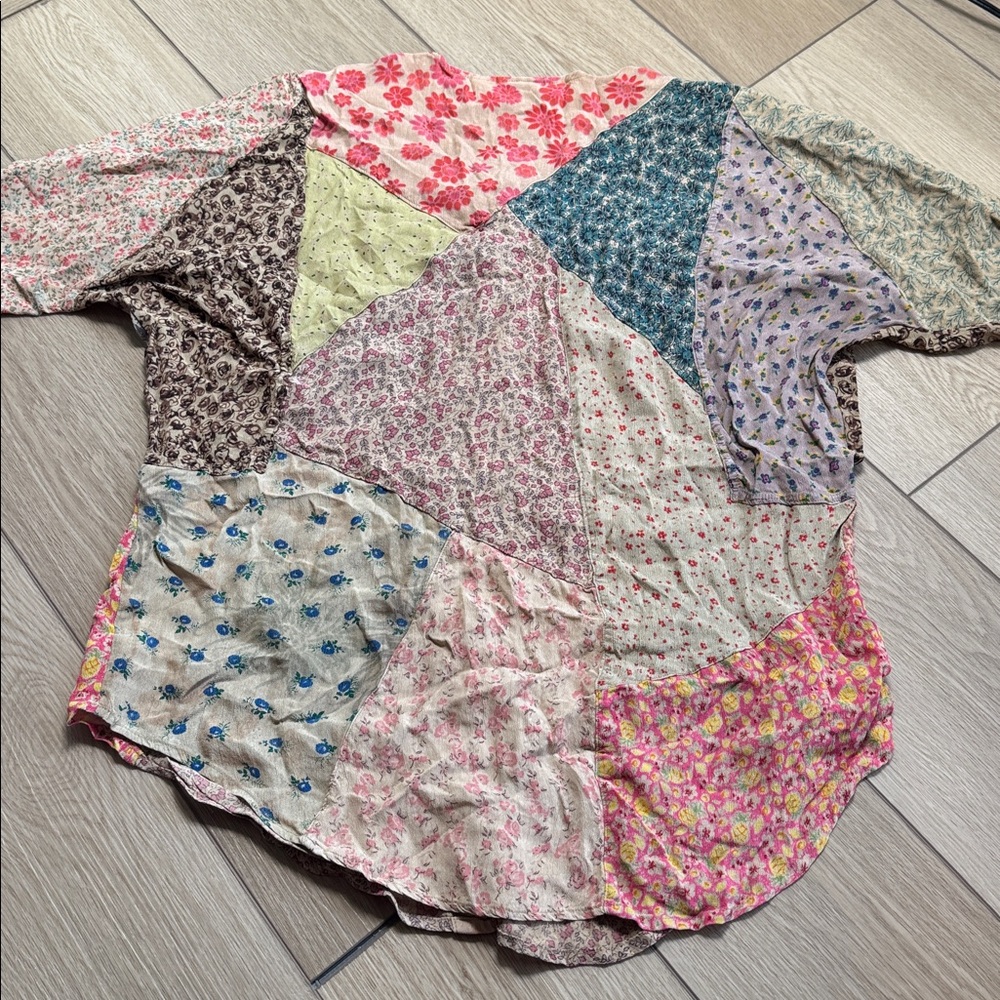Sacred Threads Patchwork Bohemian Button Front To… - image 6